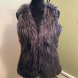Buffalo David Bitton Blue and Silver Faux Fur Vest